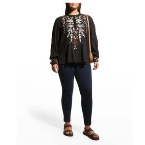 Johnny Was Black Embroidered Top